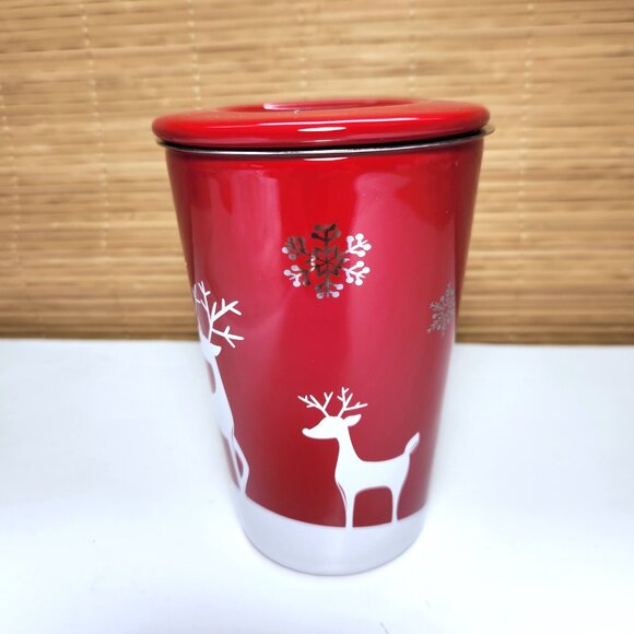 David’s Tea The Perfect Mug Reindeer and Snowflakes with Lid and Infuser Clean - Picture 3 of 10